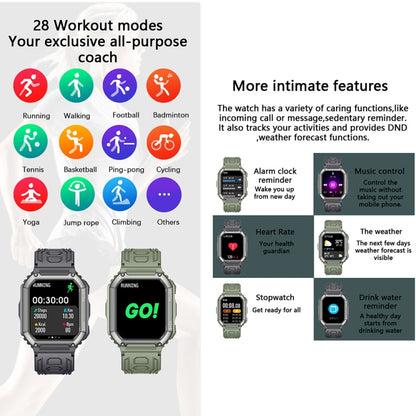 KR06 Waterproof Pedometer Sport Smart Watch, Support Heart Rate / Blood Pressure Monitoring / BT Calling (Camouflage Green) - Smart Watches by buy2fix | Online Shopping UK | buy2fix