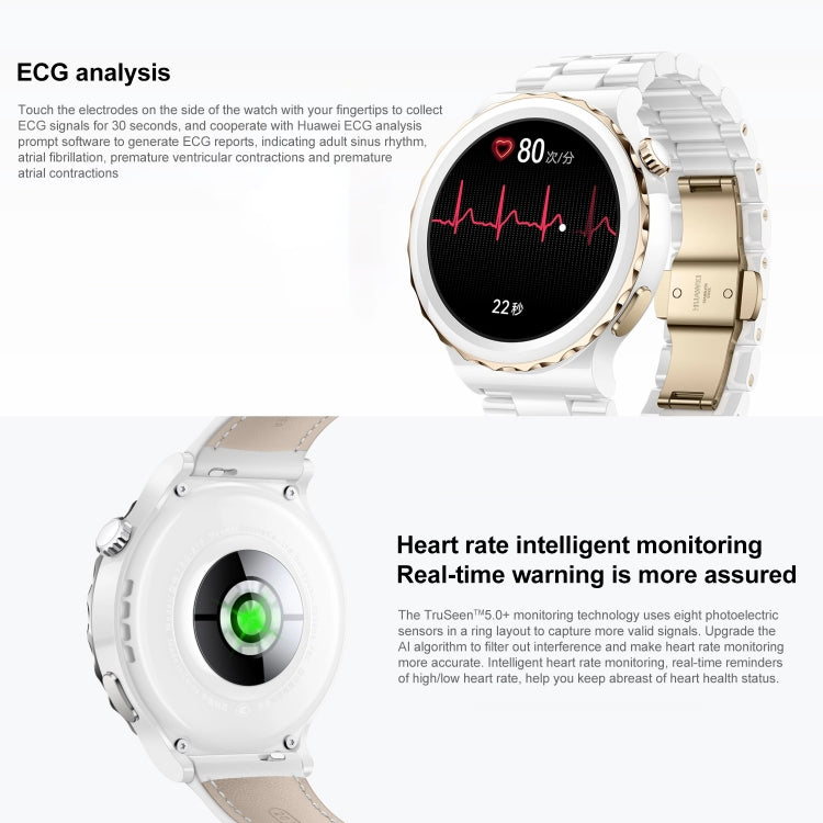 HUAWEI WATCH GT 3 Pro Ceramics Smart Watch 43mm Genuine Leather Wristband, 1.32 inch AMOLED Screen, Support ECG / GPS / 7-days Battery Life - Wearable Devices by Huawei | Online Shopping UK | buy2fix