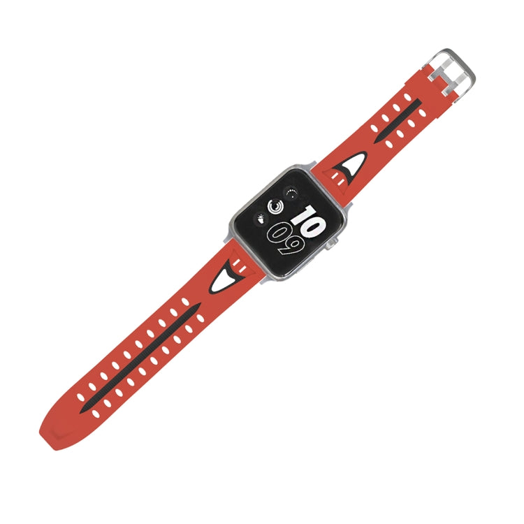 For Apple Watch Series 3 & 2 & 1 42mm Fashion Smiling Face Pattern Silicone Watch Band(Red) - Watch Bands by buy2fix | Online Shopping UK | buy2fix