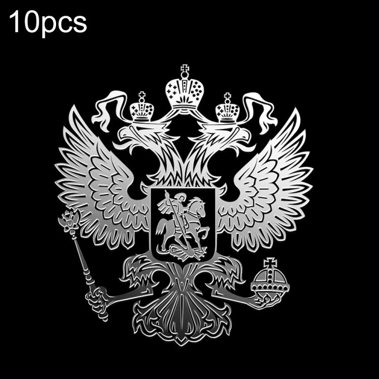 10pcs PITREW Coat of Arms of Russia Emblem Nickel Metal Car Stickers Decals (Silver) - Decorative Sticker by buy2fix | Online Shopping UK | buy2fix