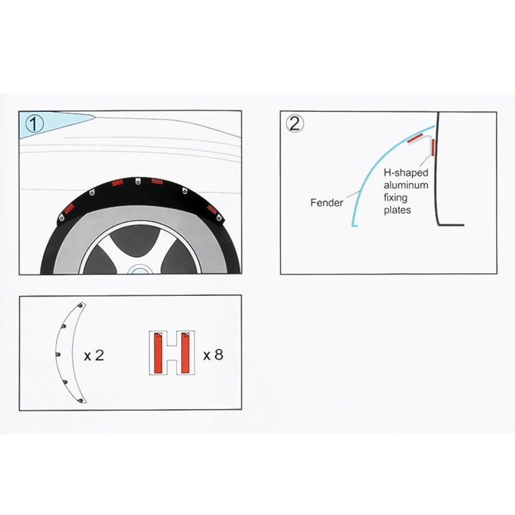 2 PCS 58cm Car Stickers Rubber Round Arc Strips Fender Flares Wheel Eyebrow Decal Sticker(Black) - Mudguards by buy2fix | Online Shopping UK | buy2fix