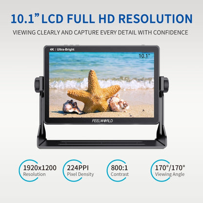 FEELWORLD LUT11H 10.1 Inch Ultra Bright 2000nit DSLR Camera Field Monitor Touch Screen 4K HDMI F970 External Power and Install Kit (UK Plug) - On-camera Monitors by FEELWORLD | Online Shopping UK | buy2fix