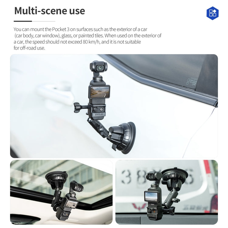 For DJI OSMO Pocket 3 STARTRC Suction Cup Holder Expansion Adapter Bracket (Black) - Mount & Holder by STARTRC | Online Shopping UK | buy2fix