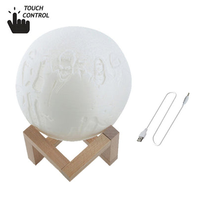 Customized Touch Switch 2-color 3D Print Moon Lamp USB Charging Energy-saving LED Night Light with Wooden Holder Base, Diameter:15cm - Night Lights by buy2fix | Online Shopping UK | buy2fix