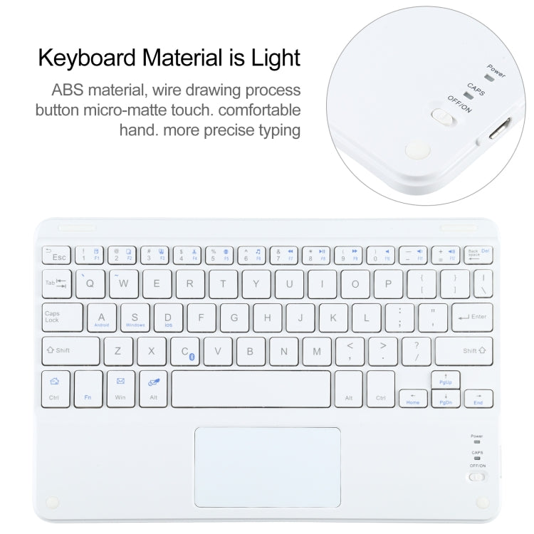 Universal Detachable Bluetooth Keyboard + Leather Tablet Case with Touchpad for iPad 9-10 inch, Specification:White Keyboard(Blue) - Universal by buy2fix | Online Shopping UK | buy2fix