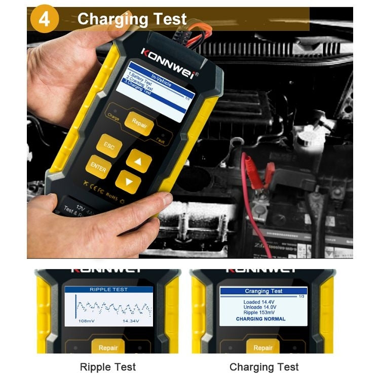 KONNWEI KW510 3 in 1 Car Battery Tester / Charger / Repairer, Support 8 Languages (EU Plug) - Code Readers & Scan Tools by KONNWEI | Online Shopping UK | buy2fix