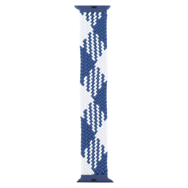 Plastic Buckle Mixed Color Nylon Braided Single Loop Watch Band For Apple Watch Ultra 49mm&Watch Ultra 2 49mm / Series 9&8&7 45mm / SE 3&SE 2&6&SE&5&4 44mm / 3&2&1 42mm, Size:S(Checkered Blue White) - Watch Bands by buy2fix | Online Shopping UK | buy2fix