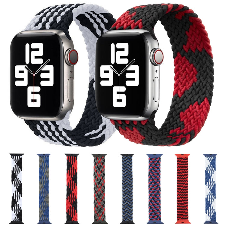 Plastic Buckle Mixed Color Nylon Braided Single Loop Watch Band For Apple Watch Ultra 49mm&Watch Ultra 2 49mm / Series 9&8&7 45mm / SE 3&SE 2&6&SE&5&4 44mm / 3&2&1 42mm, Size:S(Checkered Blue Green) - Watch Bands by buy2fix | Online Shopping UK | buy2fix