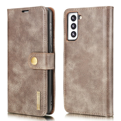 For Samsung Galaxy S21 5G DG.MING Crazy Horse Texture Flip Detachable Magnetic Leather Case with Holder & Card Slots & Wallet(Grey) - Galaxy S21 5G Cases by DG.MING | Online Shopping UK | buy2fix