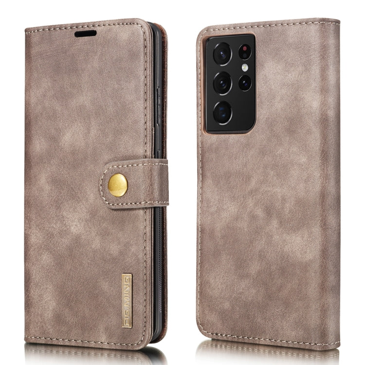 For Samsung Galaxy S21 Ultra 5G DG.MING Crazy Horse Texture Flip Detachable Magnetic Leather Case with Holder & Card Slots & Wallet(Grey) - Galaxy S21 Ultra 5G Cases by DG.MING | Online Shopping UK | buy2fix