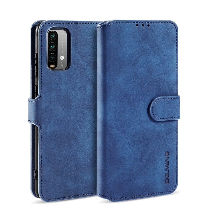 For Xiaomi Poco M3 DG.MING Retro Oil Side Horizontal Flip Leather Case with Holder & Card Slots & Wallet(Blue) - Xiaomi Cases by DG.MING | Online Shopping UK | buy2fix