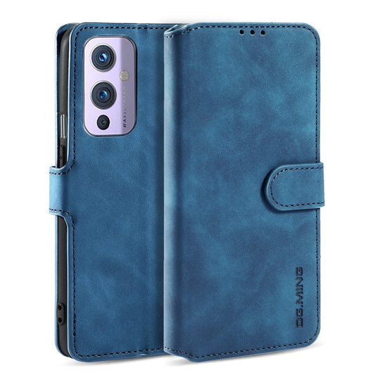 For OnePlus 9 DG.MING Retro Oil Side Horizontal Flip Leather Case with Holder & Card Slots & Wallet(Blue) - OnePlus Cases by DG.MING | Online Shopping UK | buy2fix