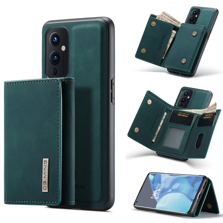 For OnePlus 9 (EU/NA) DG.MING M1 Series 3-Fold Multi Card Wallet  Back Cover Shockproof Case with Holder Function(Green) -  by DG.MING | Online Shopping UK | buy2fix