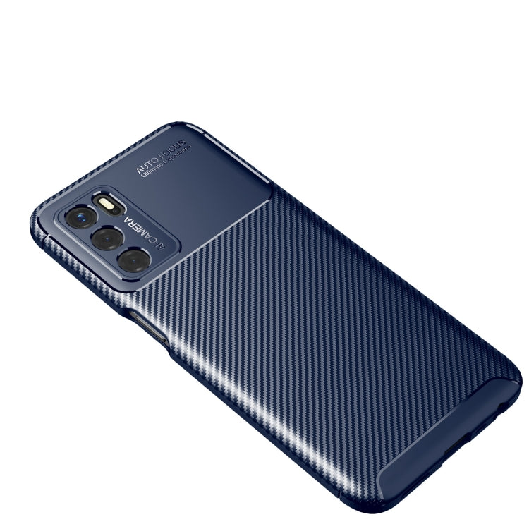 For OPPO A16 Carbon Fiber Texture Shockproof TPU Case(Blue) - OPPO Cases by buy2fix | Online Shopping UK | buy2fix