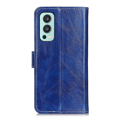 For OnePlus Nord 2 5G Retro Crazy Horse Texture Horizontal Flip Leather Case with Holder & Card Slots & Photo Frame & Wallet(Blue) - OnePlus Cases by buy2fix | Online Shopping UK | buy2fix