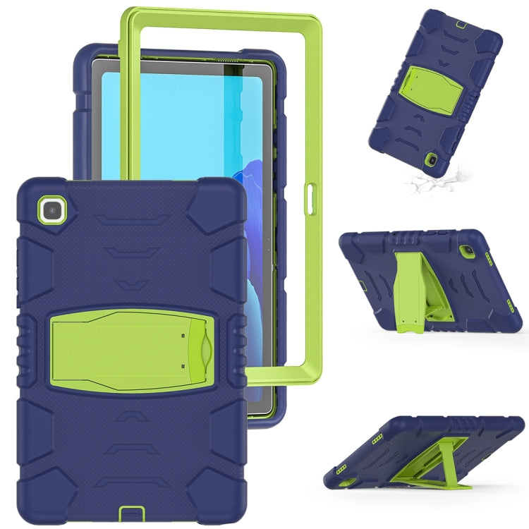 For Samsung Galaxy Tab A7 T500 3-Layer Protection Screen Frame + PC + Silicone Shockproof Combination Case with Holder(NavyBlue+Lime) - Other Galaxy Tab PC by buy2fix | Online Shopping UK | buy2fix