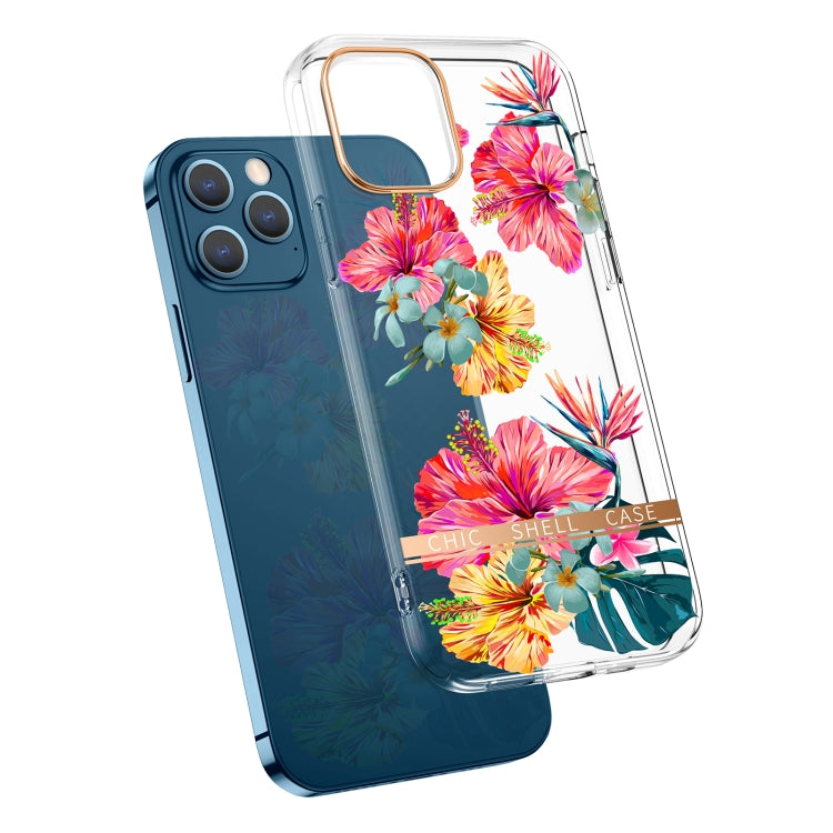 For iPhone 11 Pro High Translucent Electroplating Flower Pattern TPU + PC Shockproof Case (Hibiscus) - iPhone 11 Pro Cases by buy2fix | Online Shopping UK | buy2fix