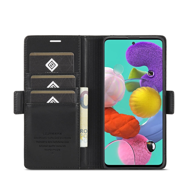 For Samsung Galaxy A02s LC.IMEEKE Magnetic Buckle PU + TPU Horizontal Flip Leather Case with Holder & Card Slots & Wallet(Black) - Galaxy Phone Cases by LC.IMEEKE | Online Shopping UK | buy2fix