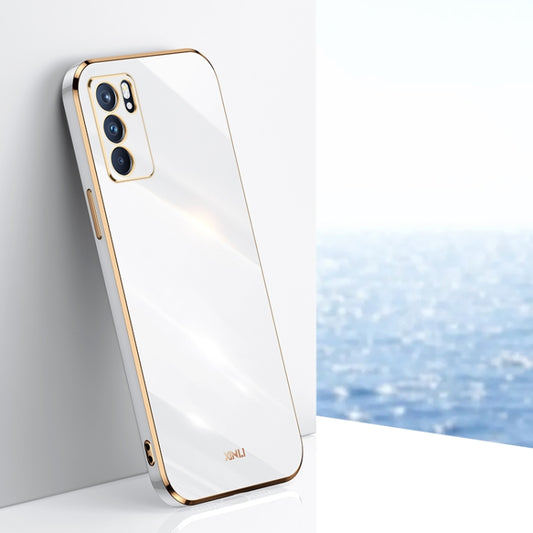 For OPPO Reno6 Pro 5G XINLI Straight Edge 6D Electroplate TPU Phone Case(White) - OPPO Cases by XINLI | Online Shopping UK | buy2fix