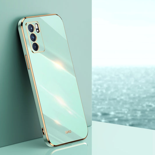 For OPPO Reno6 Pro 5G XINLI Straight Edge 6D Electroplate TPU Phone Case(Mint Green) - OPPO Cases by XINLI | Online Shopping UK | buy2fix