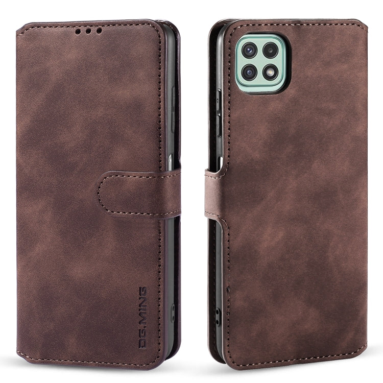 For Samsung Galaxy A22 5G DG.MING Retro Oil Side Horizontal Flip Leather Case with Holder & Card Slots & Wallet(Coffee) - Galaxy Phone Cases by DG.MING | Online Shopping UK | buy2fix