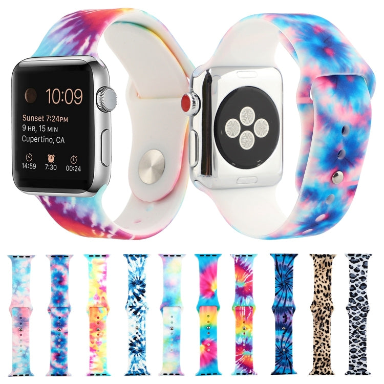 Silicone Painted Pattern Watch Band For Apple Watch Series 9&8&7 41mm / SE 3&SE 2&6&SE&5&4 40mm / 3&2&1 38mm(E) - Watch Bands by buy2fix | Online Shopping UK | buy2fix