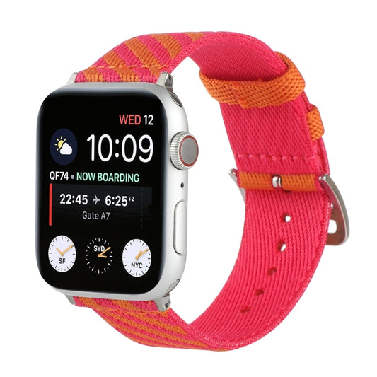 Nylon Single Loop Watch Band For Apple Watch Ultra 49mm&Watch Ultra 2 49mm / Series 9&8&7 45mm / SE 3&SE 2&6&SE&5&4 44mm / 3&2&1 42mm(Orange+Pink) - Watch Bands by buy2fix | Online Shopping UK | buy2fix