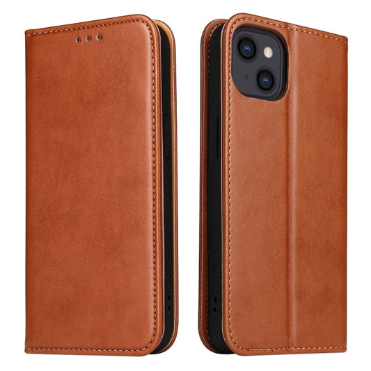 For iPhone 13 Fierre Shann PU Leather Texture Horizontal Flip Leather Case with Holder & Card Slots & Wallet(Brown) - iPhone 13 Cases by FIERRE SHANN | Online Shopping UK | buy2fix