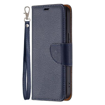 For iPhone 13 Pro Max Litchi Texture Pure Color Horizontal Flip Leather Case with Holder & Card Slots & Wallet & Lanyard (Blue) - iPhone 13 Pro Max Cases by buy2fix | Online Shopping UK | buy2fix