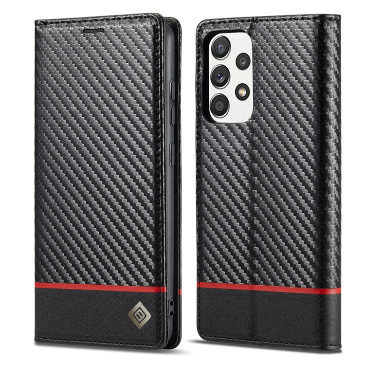 LC.IMEEKE Carbon Fiber PU + TPU Horizontal Flip Leather Case with Holder & Card Slot & Wallet For Samsung Galaxy A52 5G / 4G(Horizontal Black) - Galaxy Phone Cases by LC.IMEEKE | Online Shopping UK | buy2fix