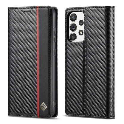 LC.IMEEKE Carbon Fiber PU + TPU Horizontal Flip Leather Case with Holder & Card Slot & Wallet For Samsung Galaxy A52 5G / 4G(Vertical Black) - Galaxy Phone Cases by LC.IMEEKE | Online Shopping UK | buy2fix