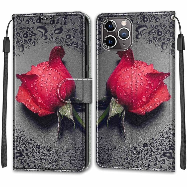 For iPhone 13 Pro Max Voltage Colored Drawing Magnetic Clasp Horizontal Flip PU Leather Case with Holder & Card Slots (C14 Black Water Drop Rose) - iPhone 13 Pro Max Cases by buy2fix | Online Shopping UK | buy2fix