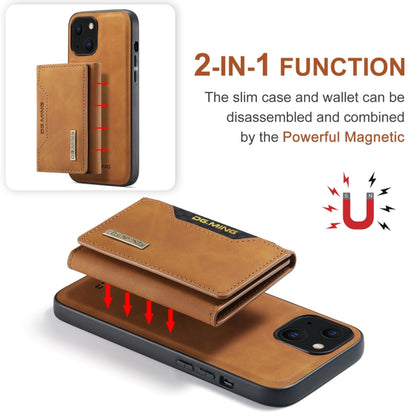 For iPhone 13 mini DG.MING M2 Series 3-Fold Card Bag Shockproof Case with Wallet & Holder Function (Brown) - iPhone 13 mini Cases by DG.MING | Online Shopping UK | buy2fix