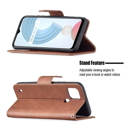 For OPPO Realme C21/C20 Retro Lambskin Texture Pure Color Horizontal Flip PU Leather Case with Holder & Card Slots & Wallet & Lanyard(Brown) - Realme Cases by buy2fix | Online Shopping UK | buy2fix