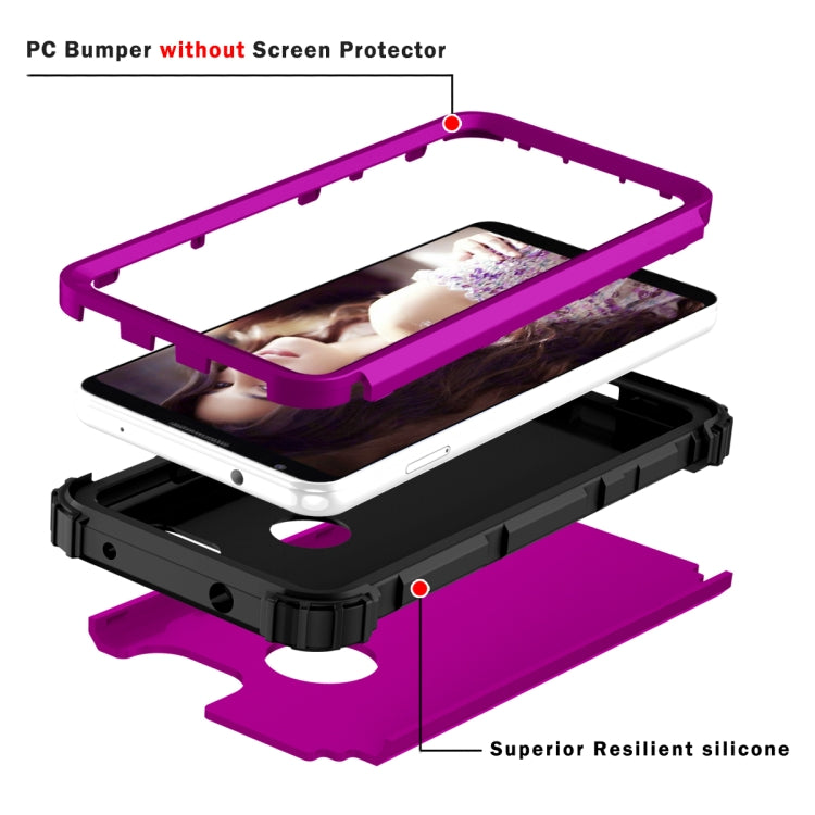 For Google Pixel 3a XL 3 in 1 Shockproof PC + Silicone Protective Case(Dark Purple + Black) - Google Cases by buy2fix | Online Shopping UK | buy2fix