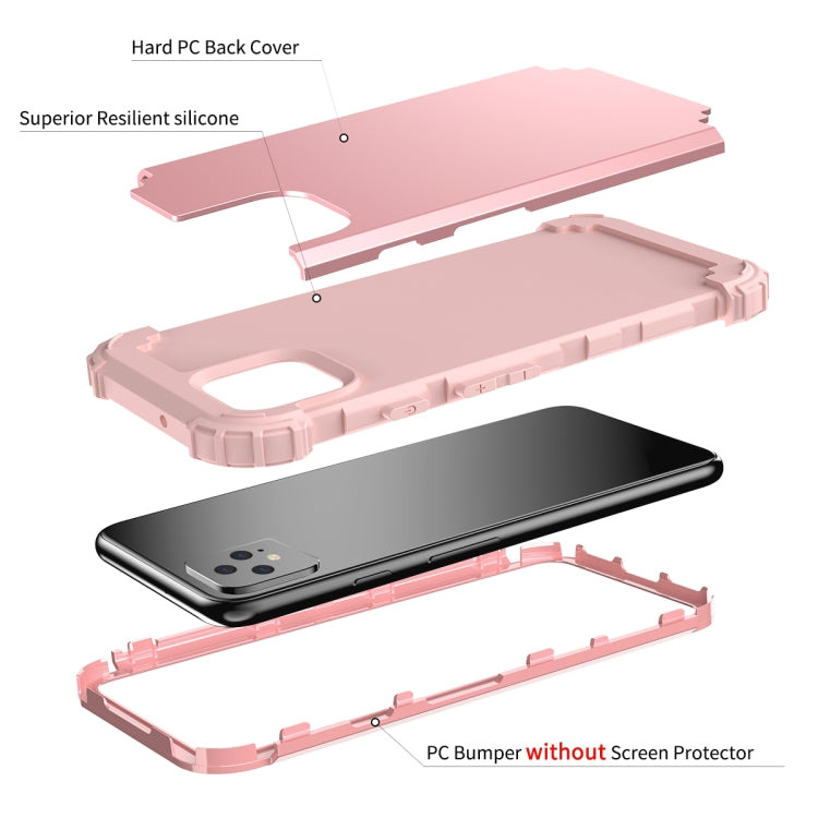 For Google Pixel 4 3 in 1 Shockproof PC + Silicone Protective Case(Rose Gold) - Google Cases by buy2fix | Online Shopping UK | buy2fix