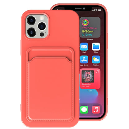 For iPhone 13 Pro TPU + Flannel Lining Shockproof Case with Card Slots (Pink Orange) - iPhone 13 Pro Cases by buy2fix | Online Shopping UK | buy2fix