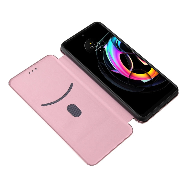 Carbon Fiber Texture Horizontal Flip TPU + PC + PU Leather Case with Card Slot For Motorola Edge 20 Lite(Pink) - Motorola Cases by buy2fix | Online Shopping UK | buy2fix