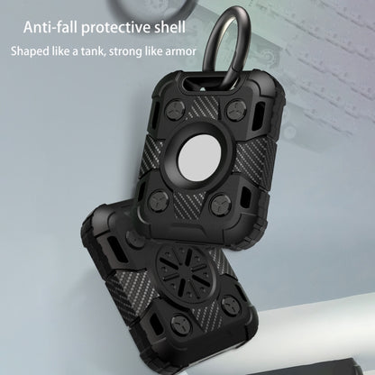 Tank Armor Anti-scratch Shockproof Carbon Fiber TPU Protective Cover Case with Keychain Ring Loop For AirTag(Deep Green) - Key Chain Series by buy2fix | Online Shopping UK | buy2fix