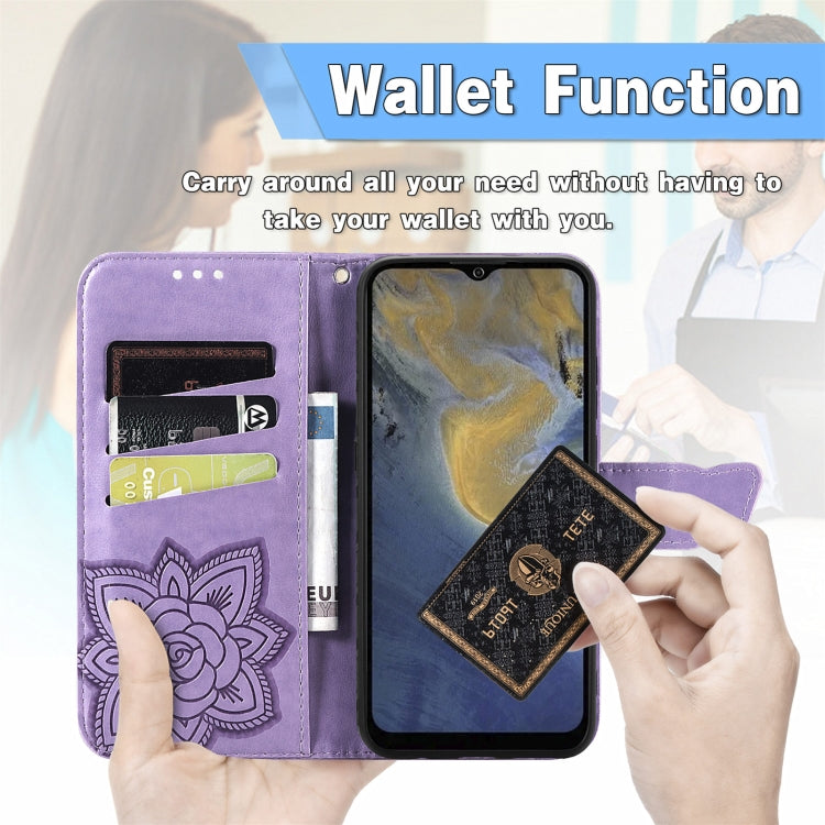 Butterfly Love Flowers Embossed Horizontal Flip Leather Case with Holder & Card Slots & Wallet & Lanyard For ZTE Blade A51(Light Purple) - ZTE Cases by buy2fix | Online Shopping UK | buy2fix
