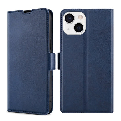 For iPhone 13 Ultra-thin Voltage Side Buckle PU + TPU Horizontal Flip Leather Case with Holder & Card Slot(Blue) - iPhone 13 Cases by buy2fix | Online Shopping UK | buy2fix