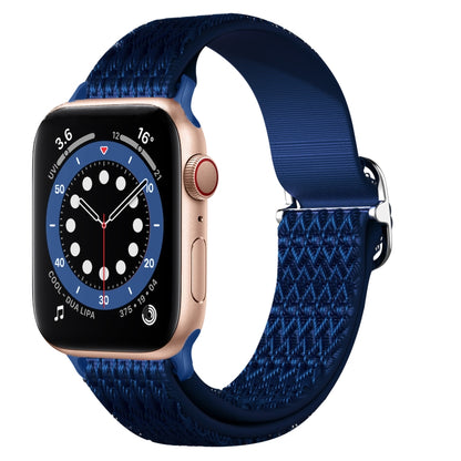 Adjustable Rhombic Texture Elastic Watch Band For Apple Watch Ultra 49mm&Watch Ultra 2 49mm / Series 9&8&7 45mm / SE 3&SE 2&6&SE&5&4 44mm / 3&2&1 42mm(Blue) - Watch Bands by buy2fix | Online Shopping UK | buy2fix