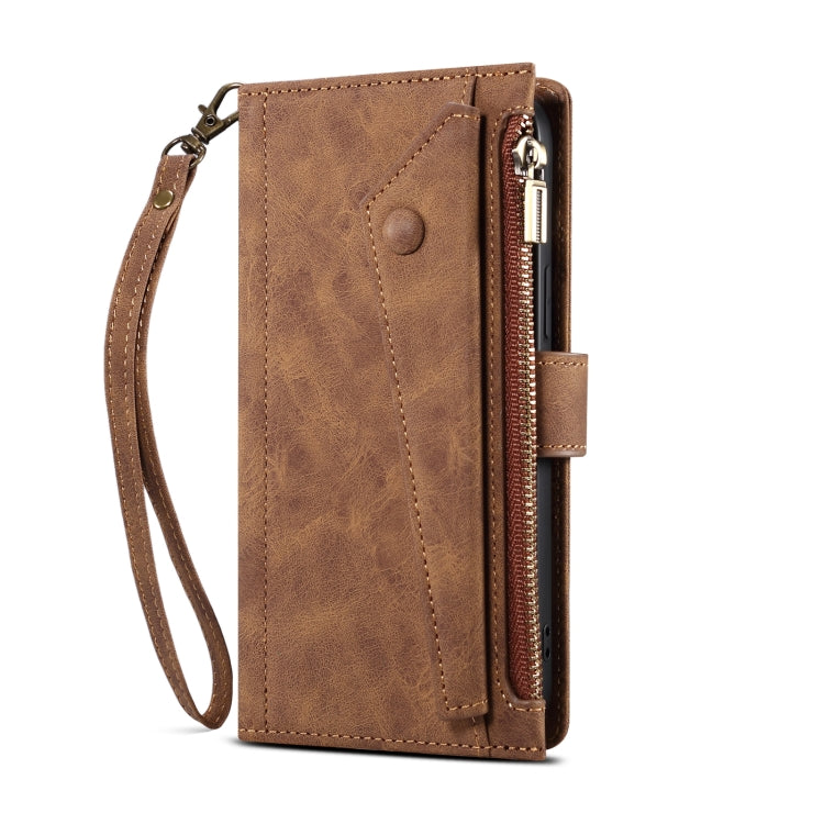 Retro Frosted Horizontal Flip Leather Case with Holder & Card Slot & Wallet & Zipper Pocket & Lanyard For iPhone 11 Pro(Brown) - iPhone 11 Pro Cases by buy2fix | Online Shopping UK | buy2fix