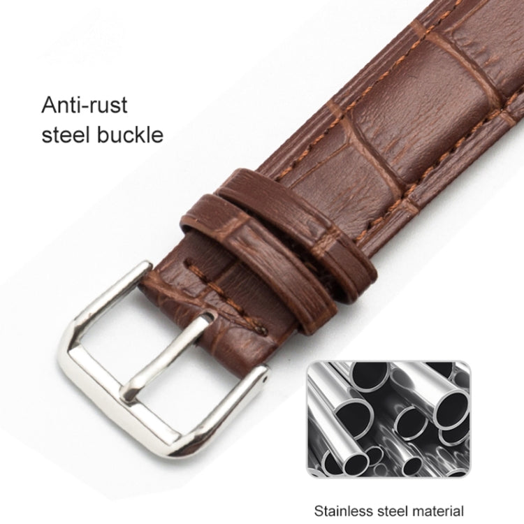 20mm Two-layer Cowhide Leather Bamboo Joint Texture Watch Band(Dark Brown) - Watch Bands by buy2fix | Online Shopping UK | buy2fix