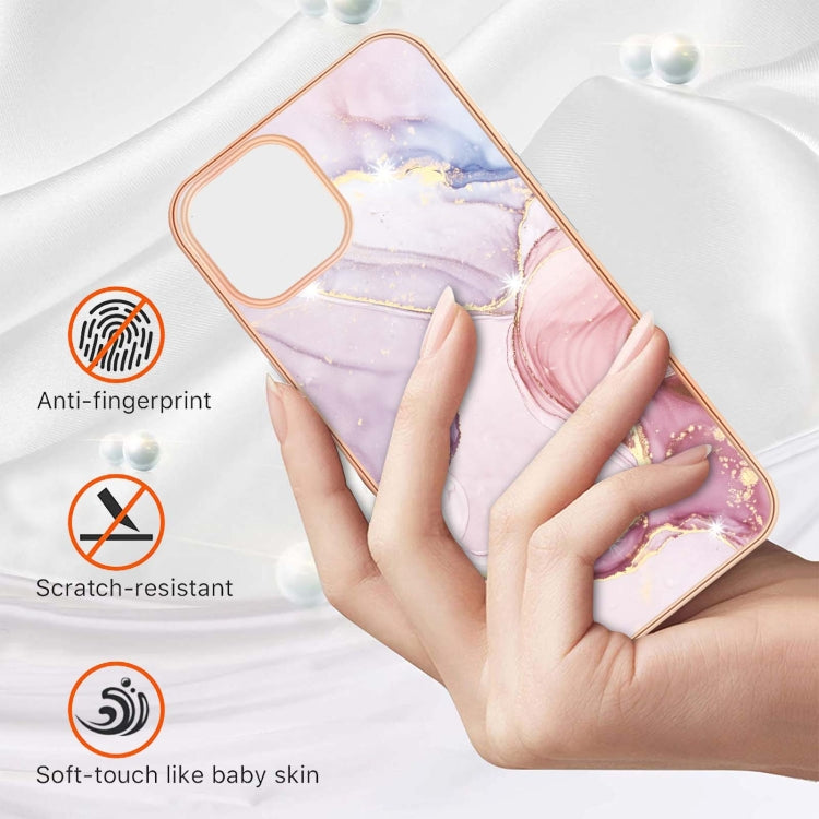 For iPhone 13 Pro Electroplating Marble Pattern Dual-side IMD TPU Shockproof Case (Rose Gold 005) - iPhone 13 Pro Cases by buy2fix | Online Shopping UK | buy2fix