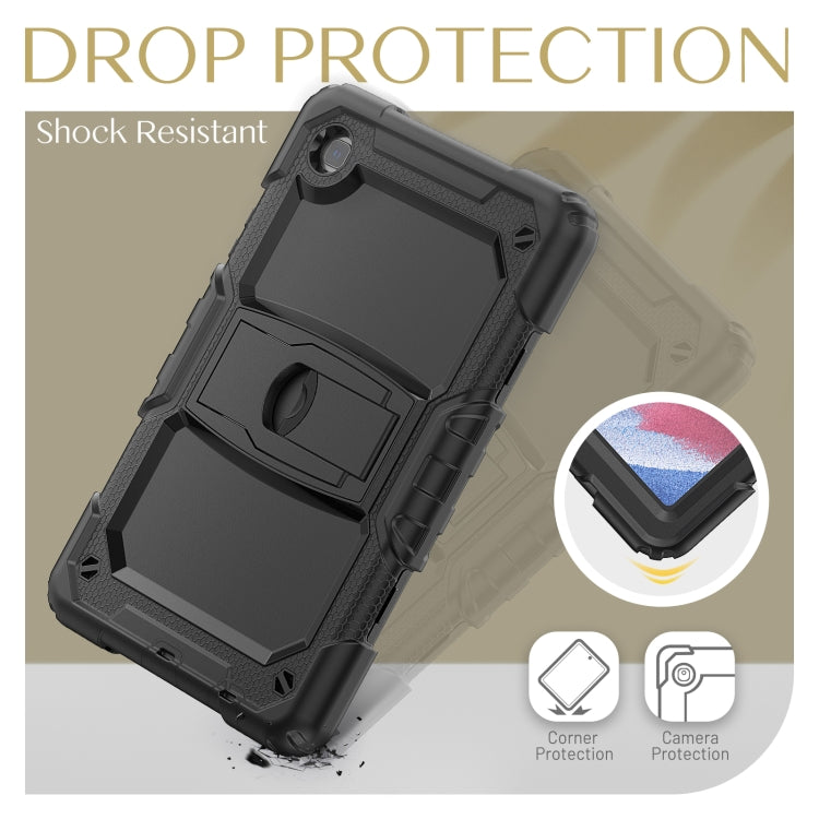 Shockproof Colorful Silica Gel + PC Protective Case with Holder & Shoulder Strap For Samsung Galaxy A7 Lite T220 / T225(Black) - Tab A7 Lite T220 / T225 by buy2fix | Online Shopping UK | buy2fix