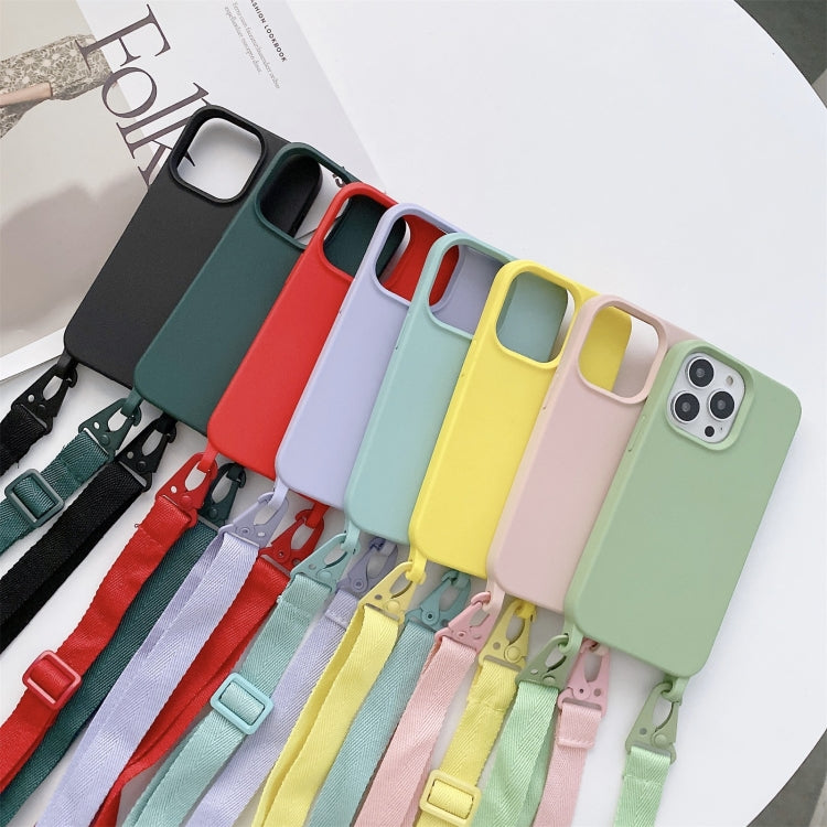 For iPhone 13 Elastic Silicone Protective Case with Wide Neck Lanyard(Yellow) - iPhone 13 Cases by buy2fix | Online Shopping UK | buy2fix