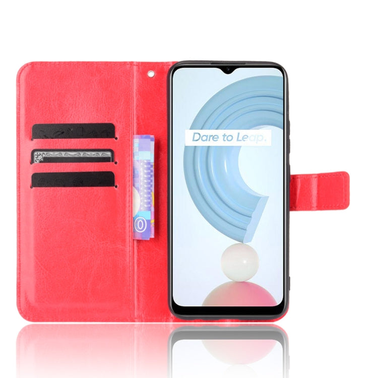 For OPPO Realme C21Y Crazy Horse Texture Horizontal Flip Leather Case with Holder & Card Slots & Lanyard(Red) - Realme Cases by buy2fix | Online Shopping UK | buy2fix