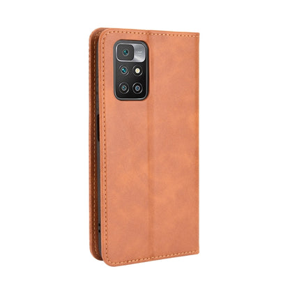 For Xiaomi Redmi 10 Magnetic Buckle Retro Pattern Horizontal Flip Leather Case with Holder & Card Slot & Wallet(Brown) - Xiaomi Cases by buy2fix | Online Shopping UK | buy2fix