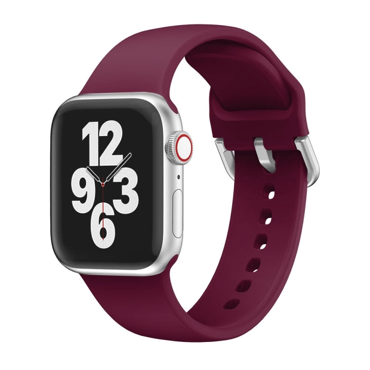 Single-color Silicone Buckle Strap Watch Band For Apple Watch Ultra 49mm&Watch Ultra 2 49mm / Series 9&8&7 45mm / SE 3&SE 2&6&SE&5&4 44mm / 3&2&1 42mm(Wine Red) - Watch Bands by buy2fix | Online Shopping UK | buy2fix